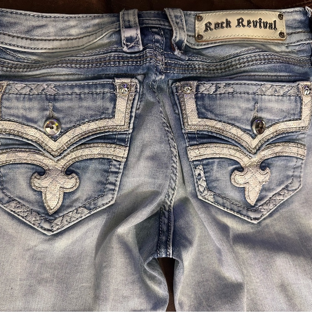 NWOT Rock Revival RAVEN Women's Acid-Washed Blue Jeans